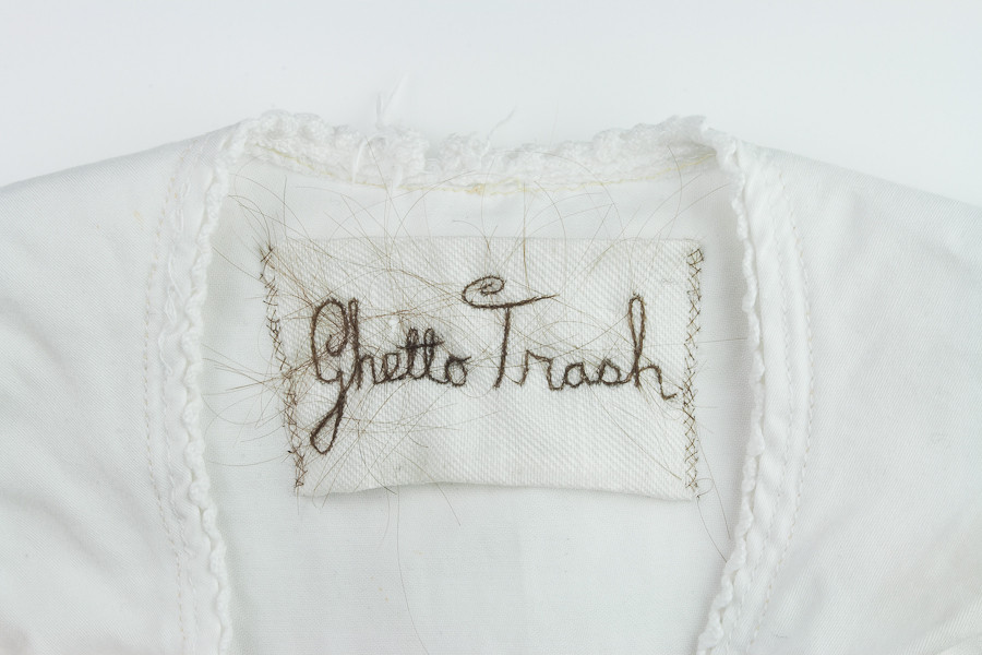 Clare Finin, A Parent's Label, Childhood nightgown, human hair