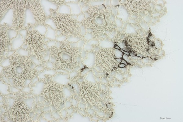 Clare Finin, heirloom, human hair, memento, artist, metalsmith, contemporary metalsmith, heirloom, doily