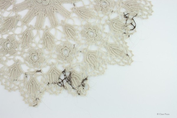 Clare Finin, heirloom, human hair, memento, artist, metalsmith, contemporary metalsmith, heirloom, doily